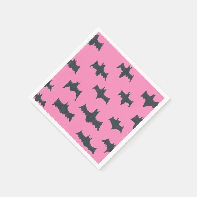 Servilleta De Papel Bats rosados y negros de Halloween (Borde)