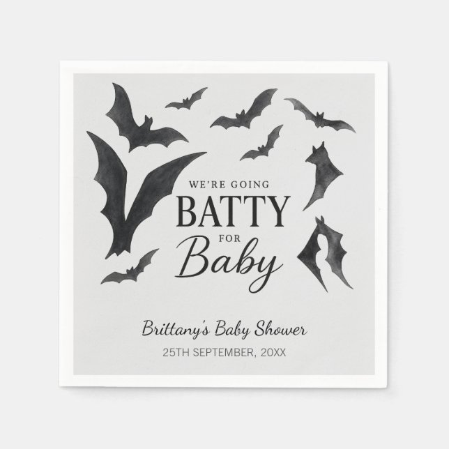 Servilleta De Papel Batty For Baby Halloween Bats Baby Shower (Anverso)