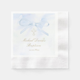 Servilleta De Papel Bautismo acuarela lazo azul
