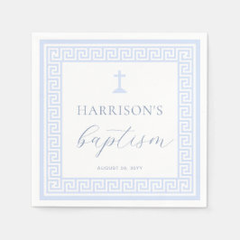 Servilleta De Papel Bautismo azul de la clave griega