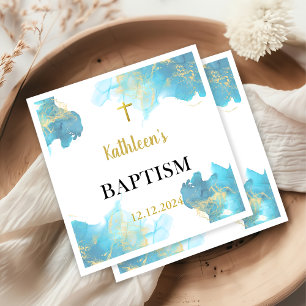 Servilleta De Papel Bautismo azul elegante y moderno