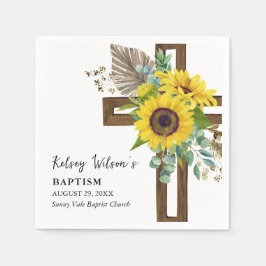 Servilleta De Papel Bautismo Boho de Verano de Girasoles Elegantes