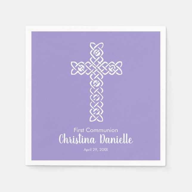 Servilleta De Papel Bautismo comunitario Christening Lavender (Anverso)