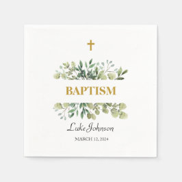 Servilleta De Papel Bautismo cruzado de oro