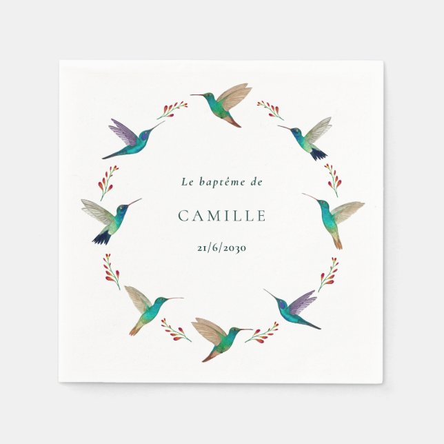 Servilleta De Papel Bautismo de colibrí (Anverso)