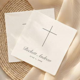 Servilleta De Papel Bautismo de Cruz Simple con Letra