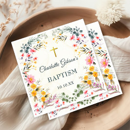 Servilleta De Papel Bautismo de flores silvestres coloridas