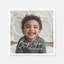 Servilleta De Papel Bautismo de fotografía redonda