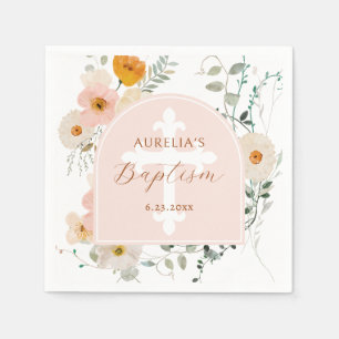 Servilleta De Papel Bautismo en Arco de Flores Silvestres