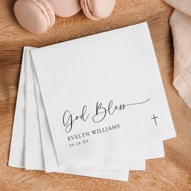 Servilleta De Papel Bautismo minimalista cruzado y personalizado (Subido por el creador)