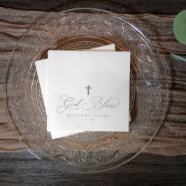 Servilleta De Papel Bautismo Primera Comunión Azul Polvoriento Dios Be
