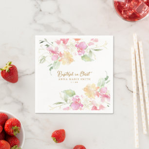 Servilleta De Papel Bautizado en Cristo Rosa Floral Bautismo Personali