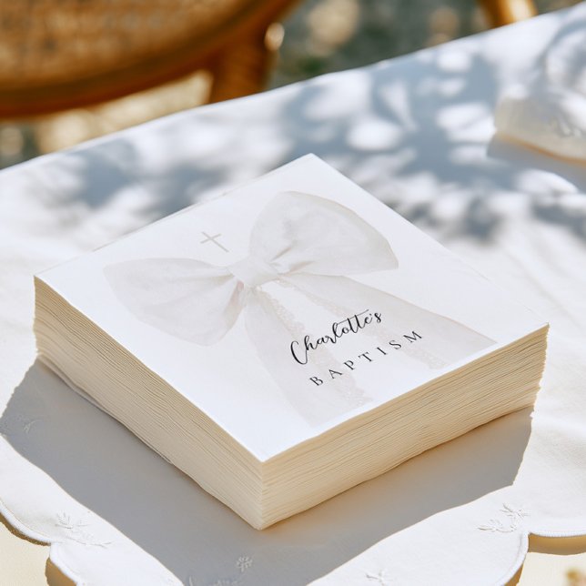 Servilleta De Papel Bautizo de lazo blanco elegante (Subido por el creador)