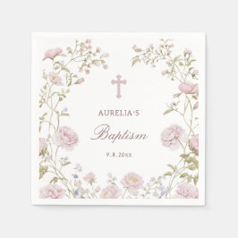 Servilleta De Papel Bautizo de Marco Floral Rubor
