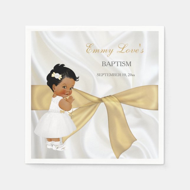 Servilleta De Papel Bautizo de niña afroamericana (Anverso)