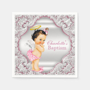 Servilleta De Papel Bautizo de niña ángel rosa