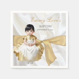 Servilleta De Papel Bautizo de niña, bautismo blanco y dorado