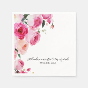 Servilleta De Papel Bautizo de niña floral moderno rosa