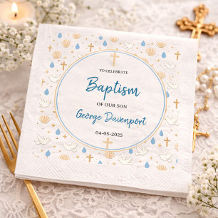 Servilleta De Papel Bautizo Elegante Fiesta de Bautizo para Niños Re