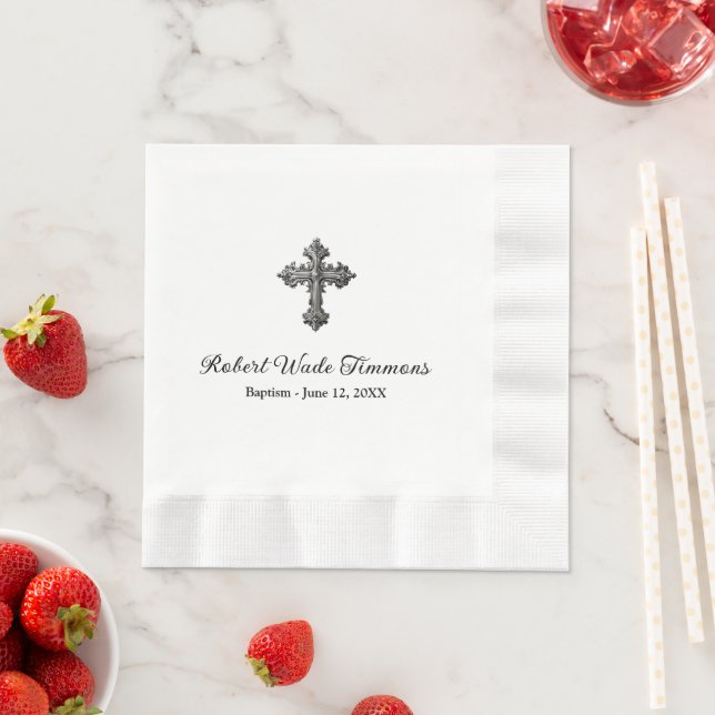 Servilleta De Papel Bautizo Elegante Personalizado (In situ)