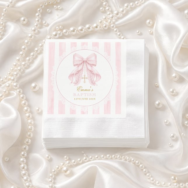 Servilleta De Papel Bautizo Lazo Rosa Bebé Niña (Subido por el creador)