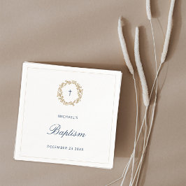 Servilleta De Papel Bautizo Minimalista de Niño en Azul Marino