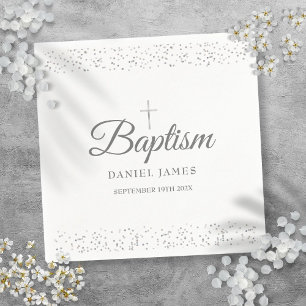 Servilleta De Papel Bautizo Polvo de Estrellas de Plata