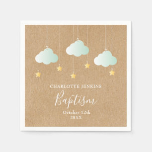 Servilleta De Papel Bautizo Rústico Estrellas Brillantes