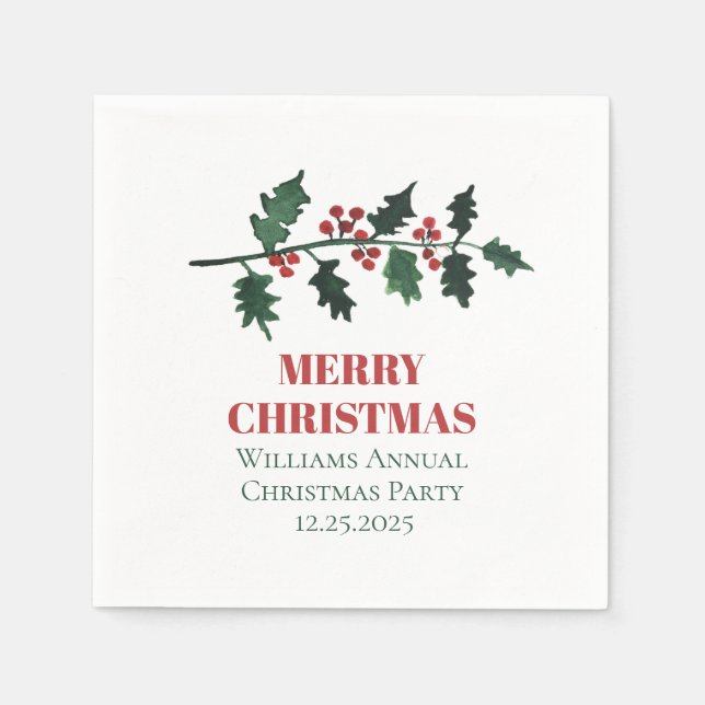 Servilleta De Papel Bayas Botánicas Elegantes Navidad Simple (Anverso)