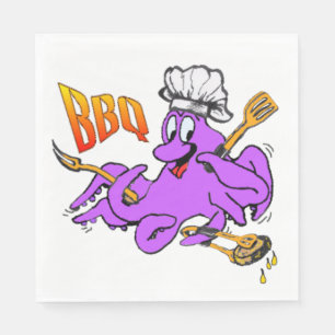 Servilleta De Papel BBQ Octopus White Paper Napkins
