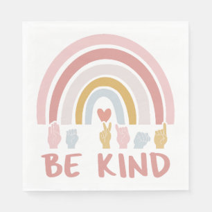 Servilleta De Papel Be Kind ASL III - Lenguaje Rótulo americano