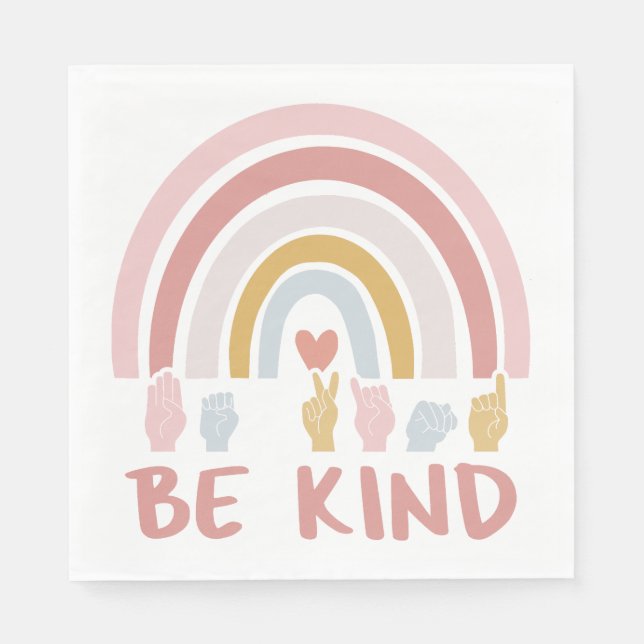 Servilleta De Papel Be Kind ASL III - Lenguaje Rótulo americano (Anverso)