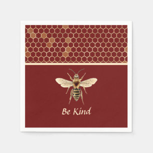 Servilleta De Papel Be Kind Bee and Honeycomb sobre Borgoña