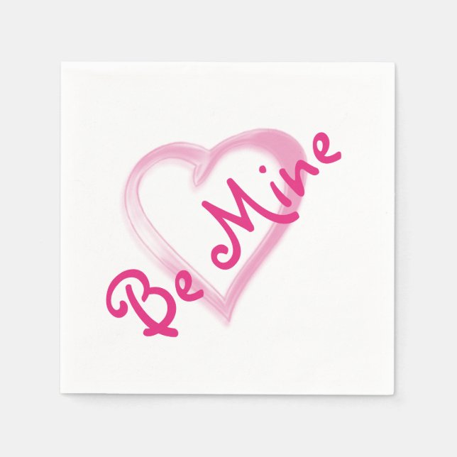 Servilleta De Papel Be Mine Pink Heart Paper Napkins (Anverso)