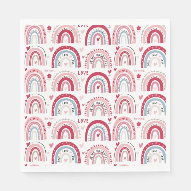 Servilleta De Papel Be My Día de San Valentín Rainbow (Anverso)