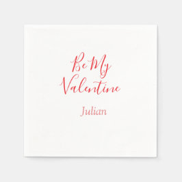 Servilleta De Papel Be my valentine red name elegant love couple 