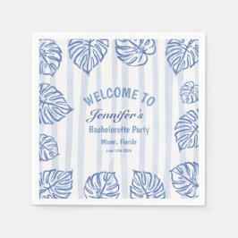 Servilleta De Papel Beach BACHELORETTE Whimsical Blue palm leaves