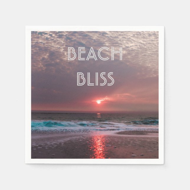 Servilleta De Papel Beach Bliss Tropical Paradise Sunset Editable (Anverso)