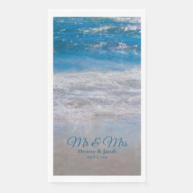 Servilleta De Papel Beach Blue Tropical Ocean Waves Boda costero (Anverso)