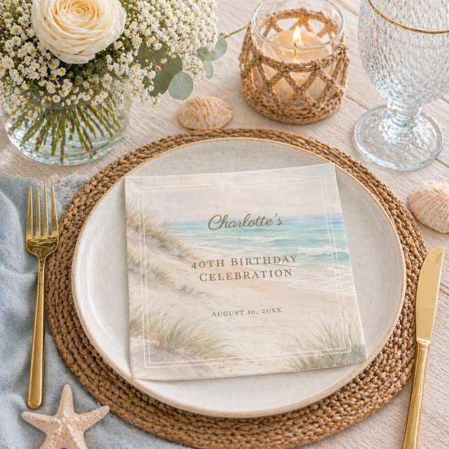 Servilleta De Papel Beach coastal summer birthday (Subido por el creador)