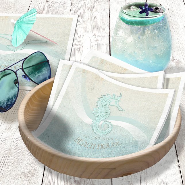 Servilleta De Papel Beach House Seahorse Aqua Blue ID623 (Subido por el creador)