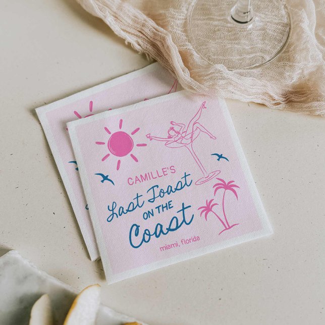 Servilleta De Papel Beach Last Toast Bachelorette Weekend (Last Toast Hand Drawn Bachelorette Paper napkins)