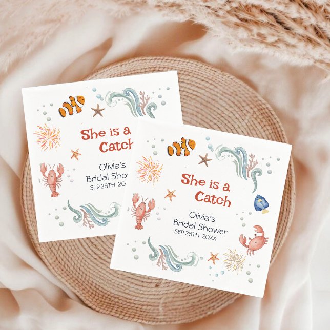 Servilleta De Papel Beach Ocean She's a Catch Bridal Shower (Subido por el creador)