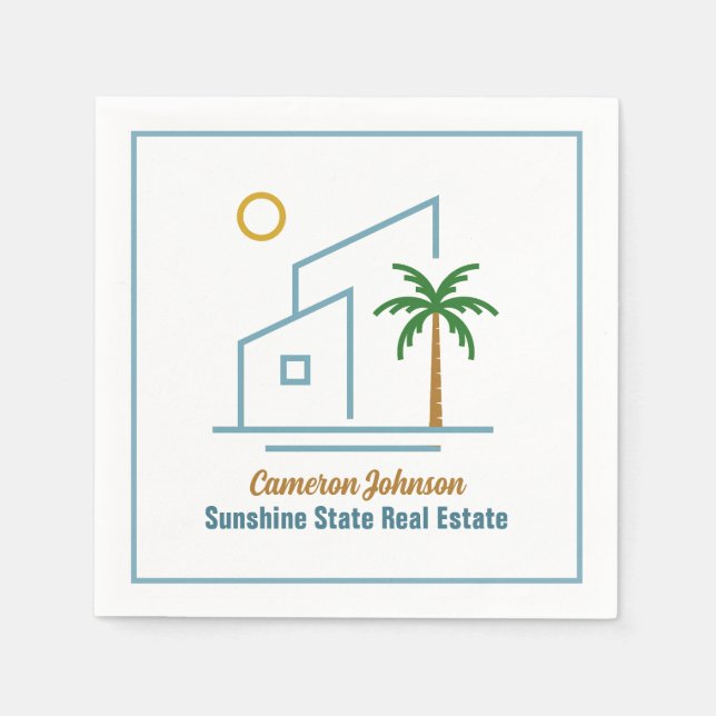 Servilleta De Papel Beach Real Estate Company Cute Personalizable (Anverso)