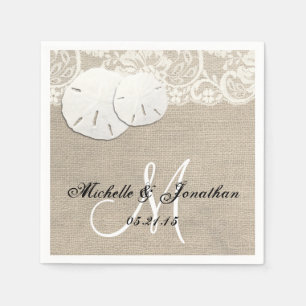 Servilleta De Papel Beach Rustic Burlap Lace Boda Napkin
