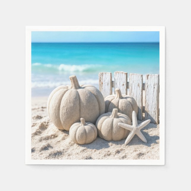 Servilleta De Papel Beach Sand Pumpkins and Starfish (Anverso)
