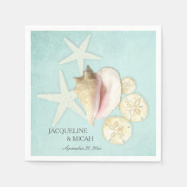 Servilleta De Papel Beach Sea Ocean Shore Coastal Shells Wedding Party