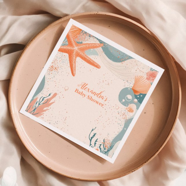 Servilleta De Papel Beach Seashells Elegant Baby Shower (Subido por el creador)