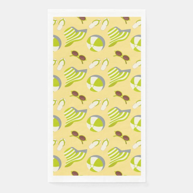 Servilleta De Papel Beach vacay pattern with sunglasses and sun hat  (Anverso)