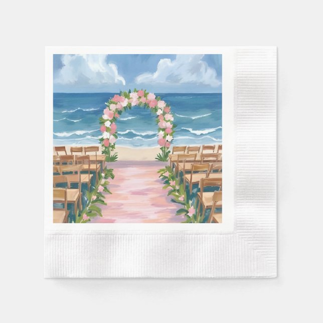 Servilleta De Papel Beach Wedding Aisle Floral Watercolor (Anverso)